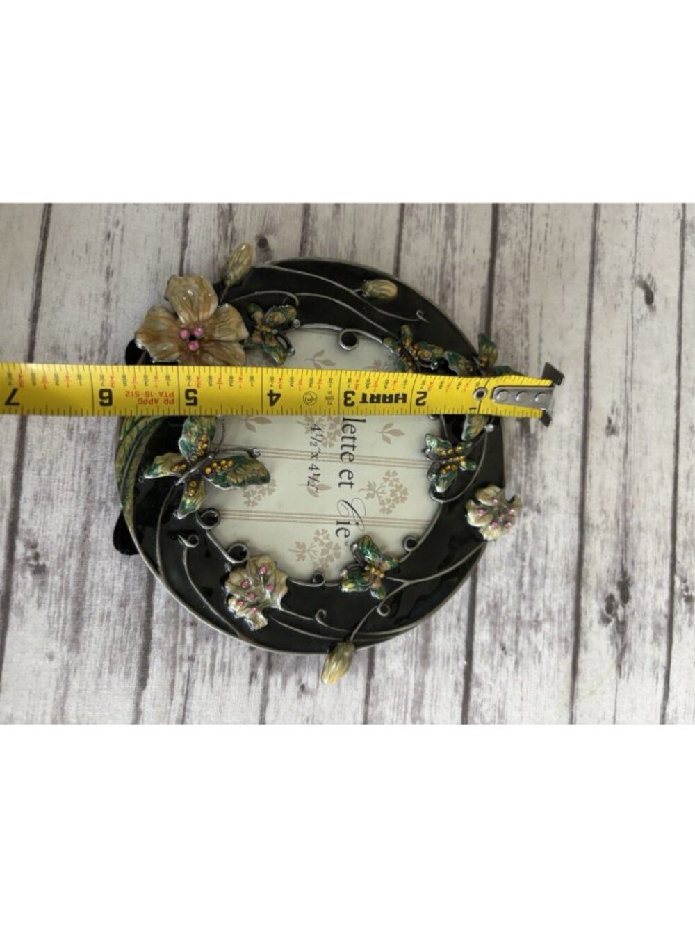 Collette et Cie Genuine Crystal Picture Frame 3D Butterfly Flowers Round Small - Picture 8 of 9